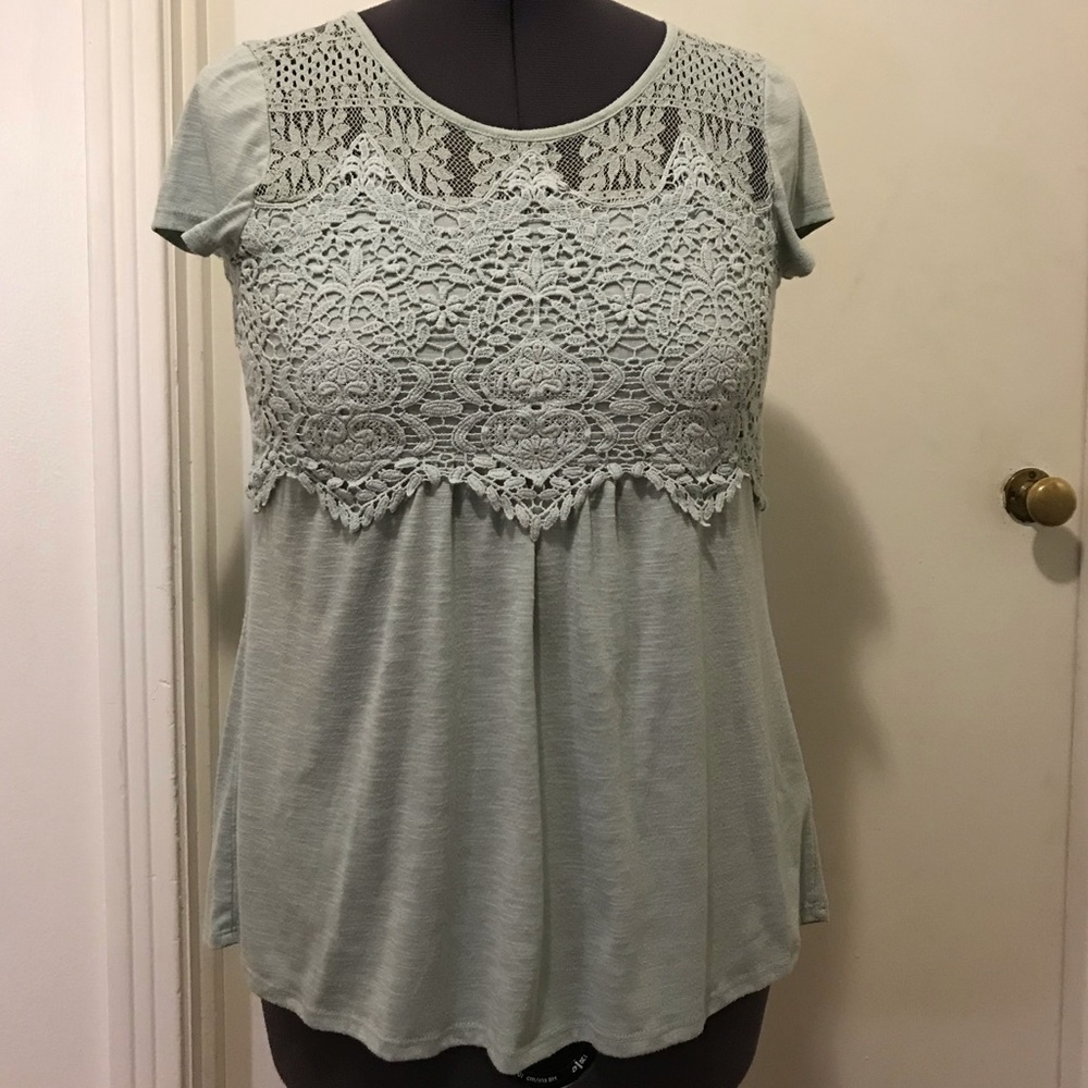 Maurices Womens Mint Green Half Lace Blouse Size M